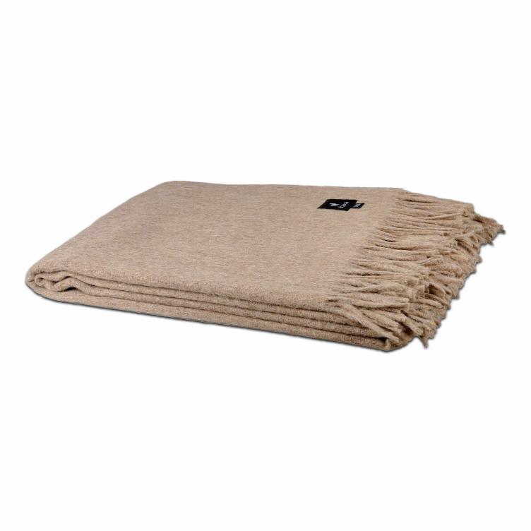 Alpaka Plaid 200 x 150 cm dunkelbeige