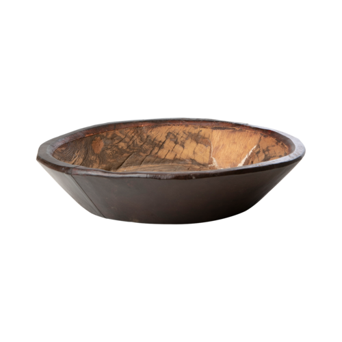 Holzschale Natur mit Leder Ø32xH7 cm small