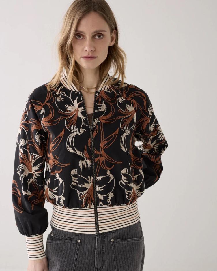 Bestickte Bomberjacke black