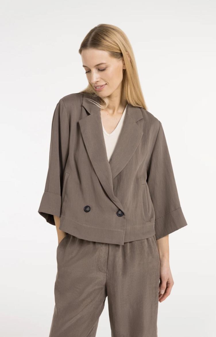 Blazer mit Kimonoärmeln und Knöpfen washed brown