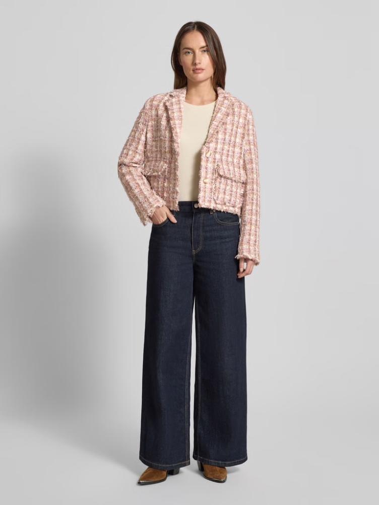 Blazer mit Strukturmuster und Pattentaschen in rose