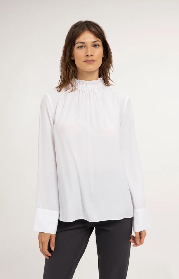 Bluse mit Kragen und Plisseefalten