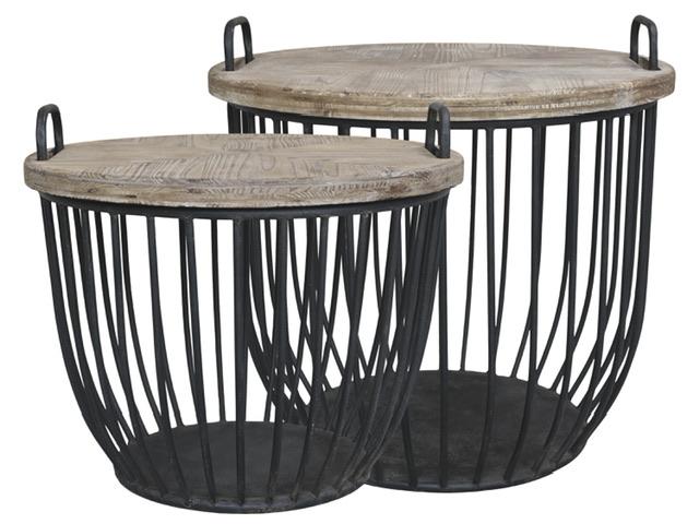 Sofatisch 2er-Set mit Deckel H48/D57 cm antique schwarz