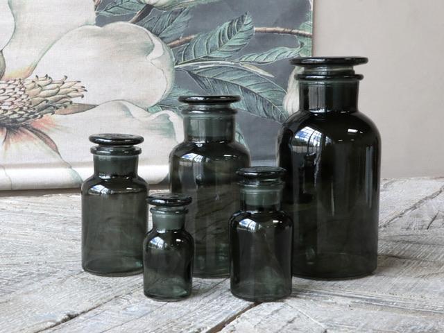 Apotheker Glasset mit Deckel kohle