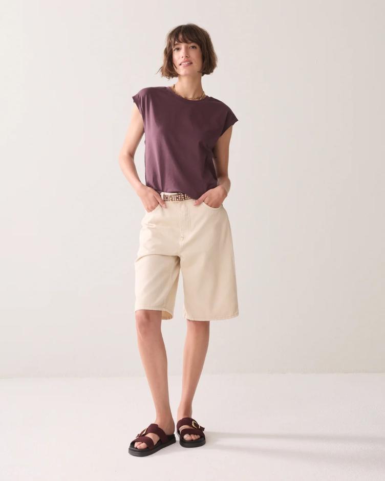 Cropped T-Shirt mit Schleife lila