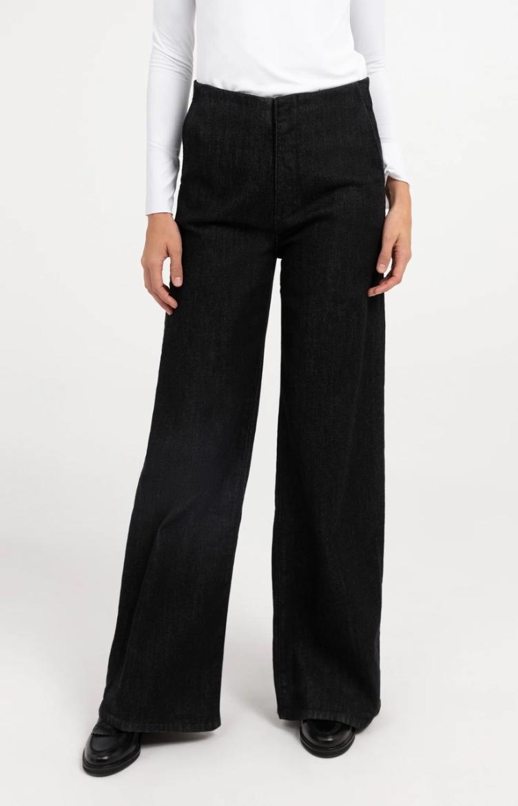 Denimhose mit weitem Bein Black denim