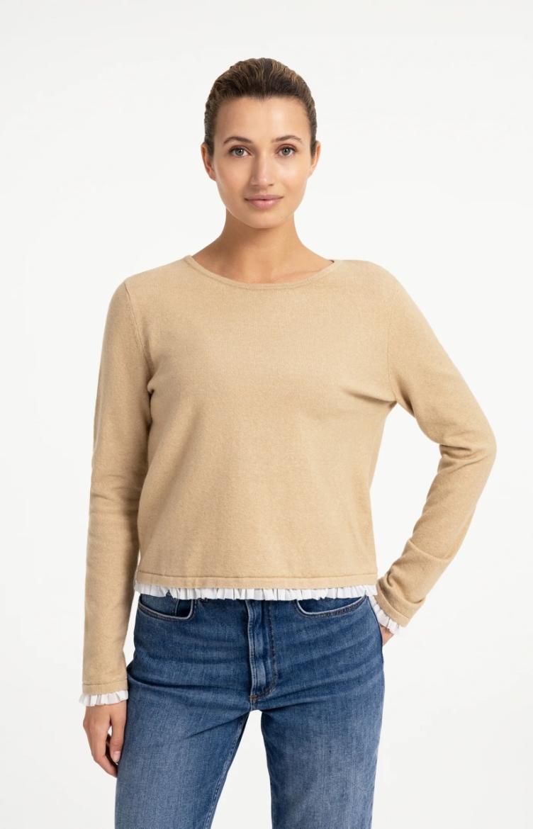 Feinstrick-Oberteil mit Rüschenborten cornstalt Brown