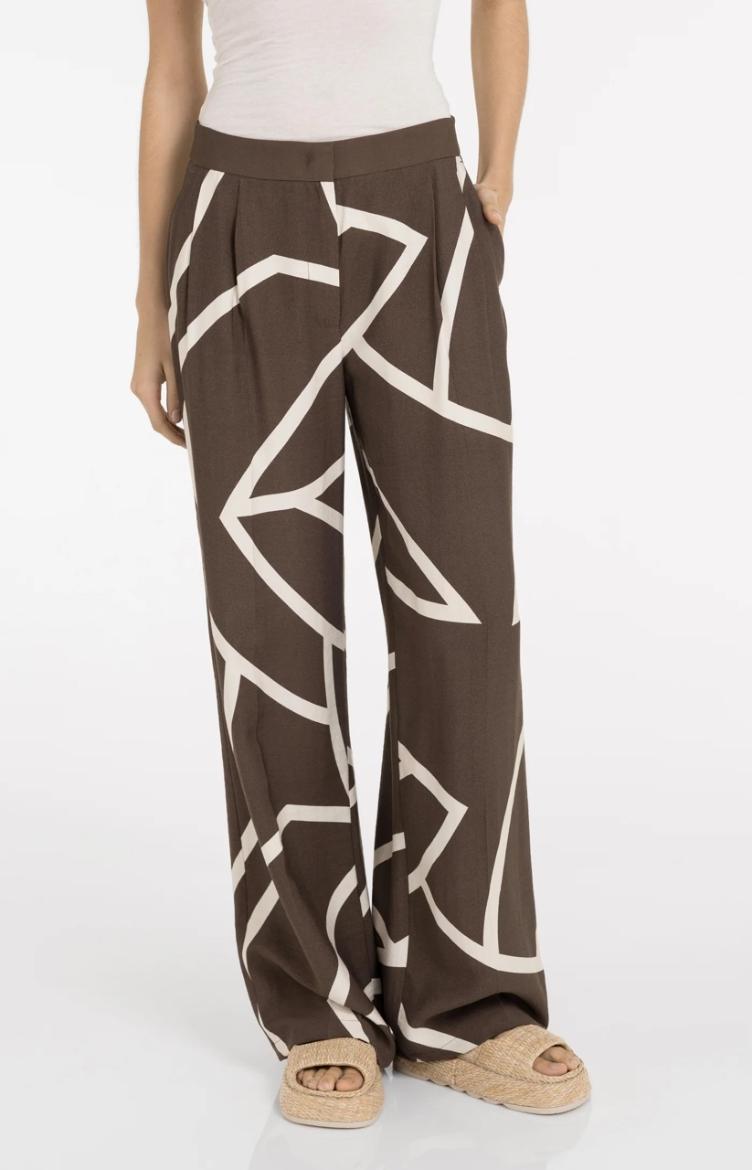 Gewebte Hose mit weiten Beinen und Aufdruck Chocolate