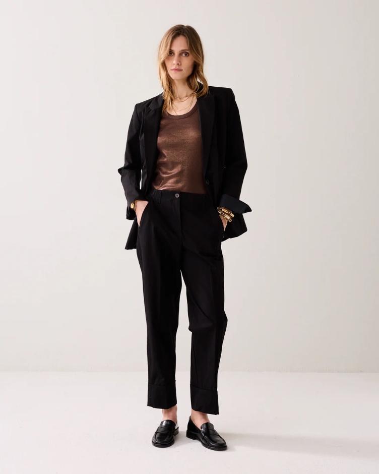 Glänzende Hose mit geradem Bein black