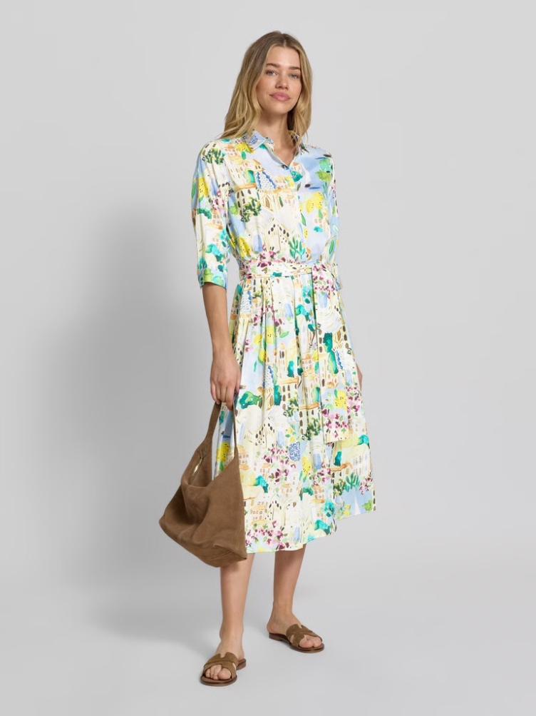 Hemdblusenkleid mit Bindegürtel light Blue Print