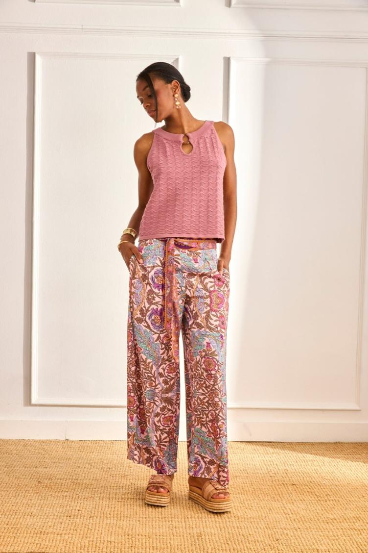 Hose mit Blumendruck pink SARI