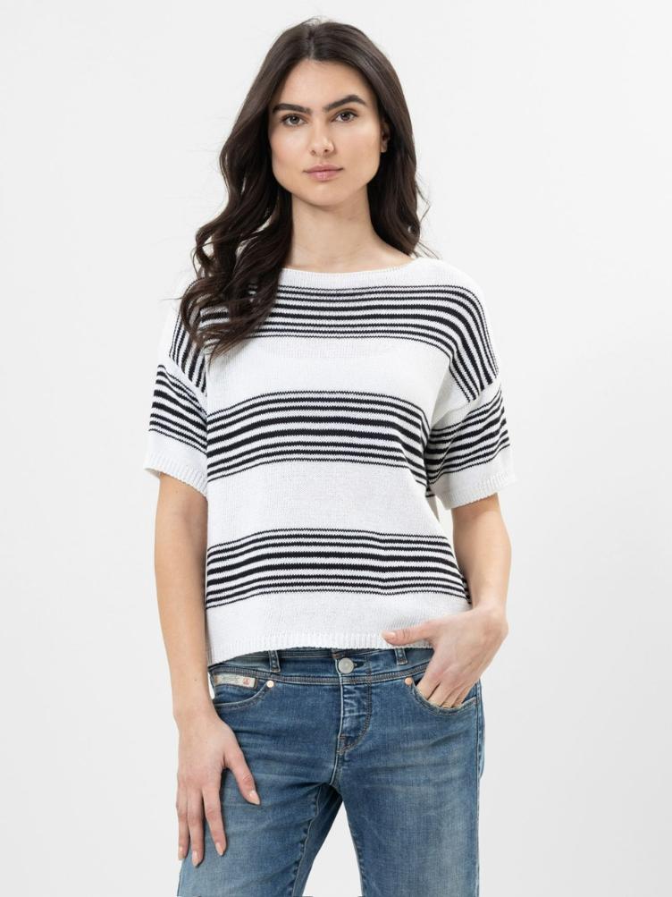 Kurzarm Pullover aus Strick Lia Frieda white