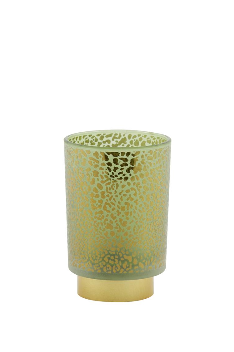 Tischleuchte LED Ø10x12,5 cm LEOPARD Glas grün+gold
