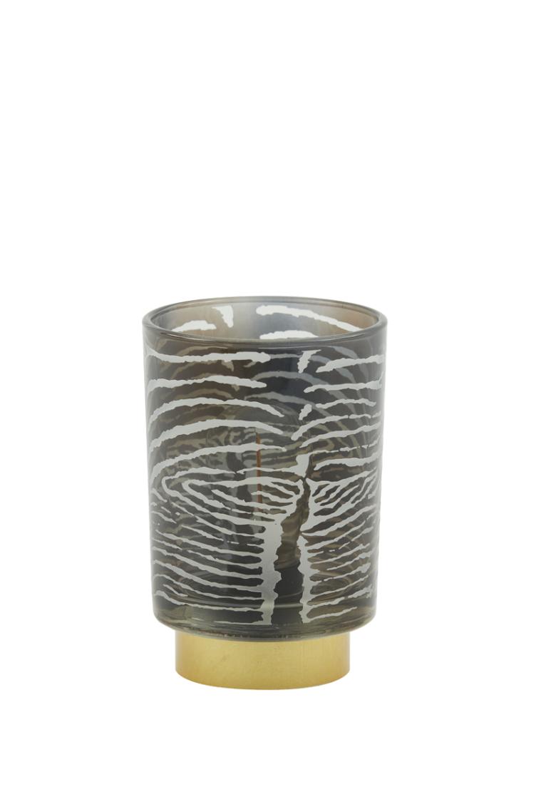 Tischleuchte LED Ø10x12,5 cm ZEBRA Glas weiß+schwarz