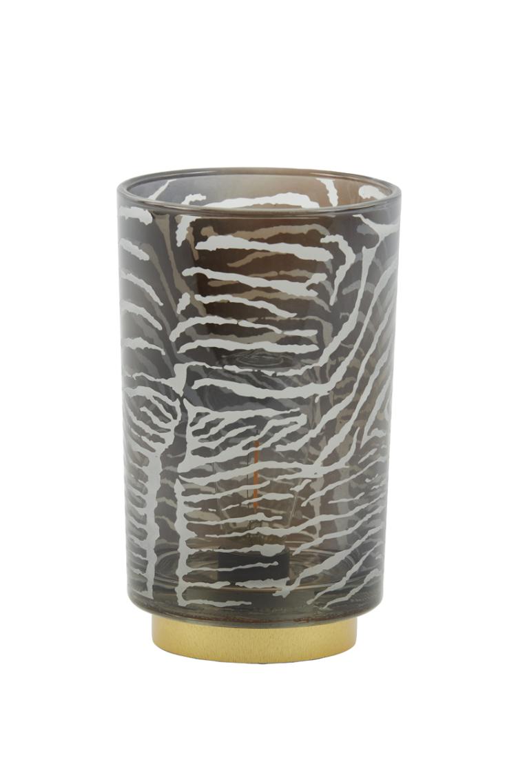Tischleuchte LED Ø12x18 cm ZEBRA Glas weiß+schwarz