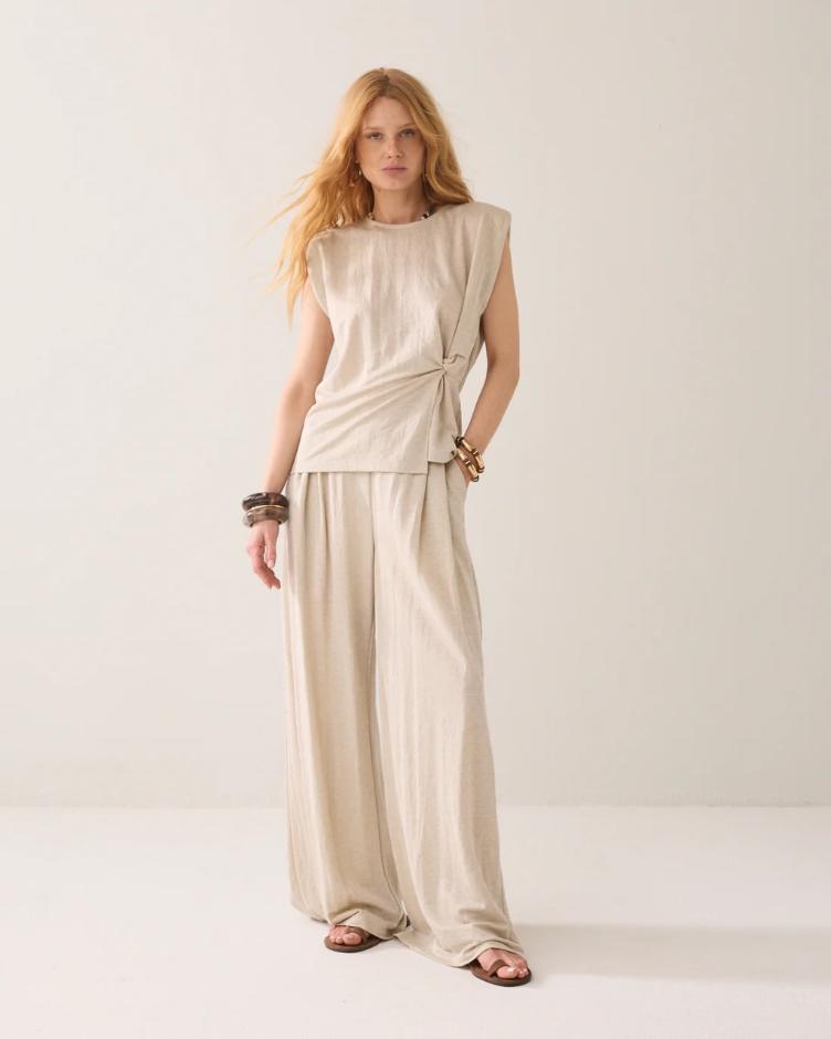 Oberteil Leinenoptik pebble beige