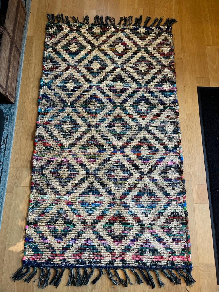 Teppich bunt mit Gold beidseitig handgemacht Indien 69x114 cm