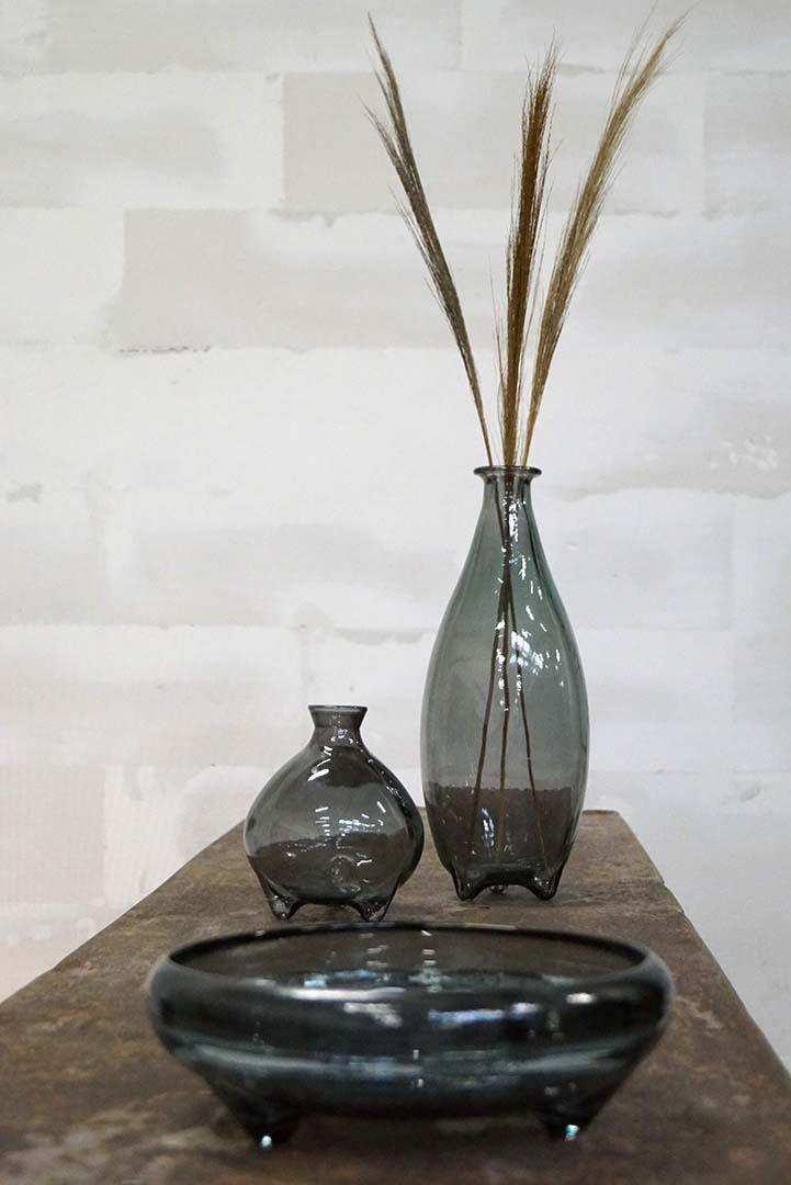 Melvin hohe Glasvase grau H38 cm