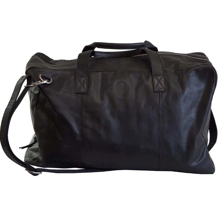 Milo Reisetasche Leder schwarz