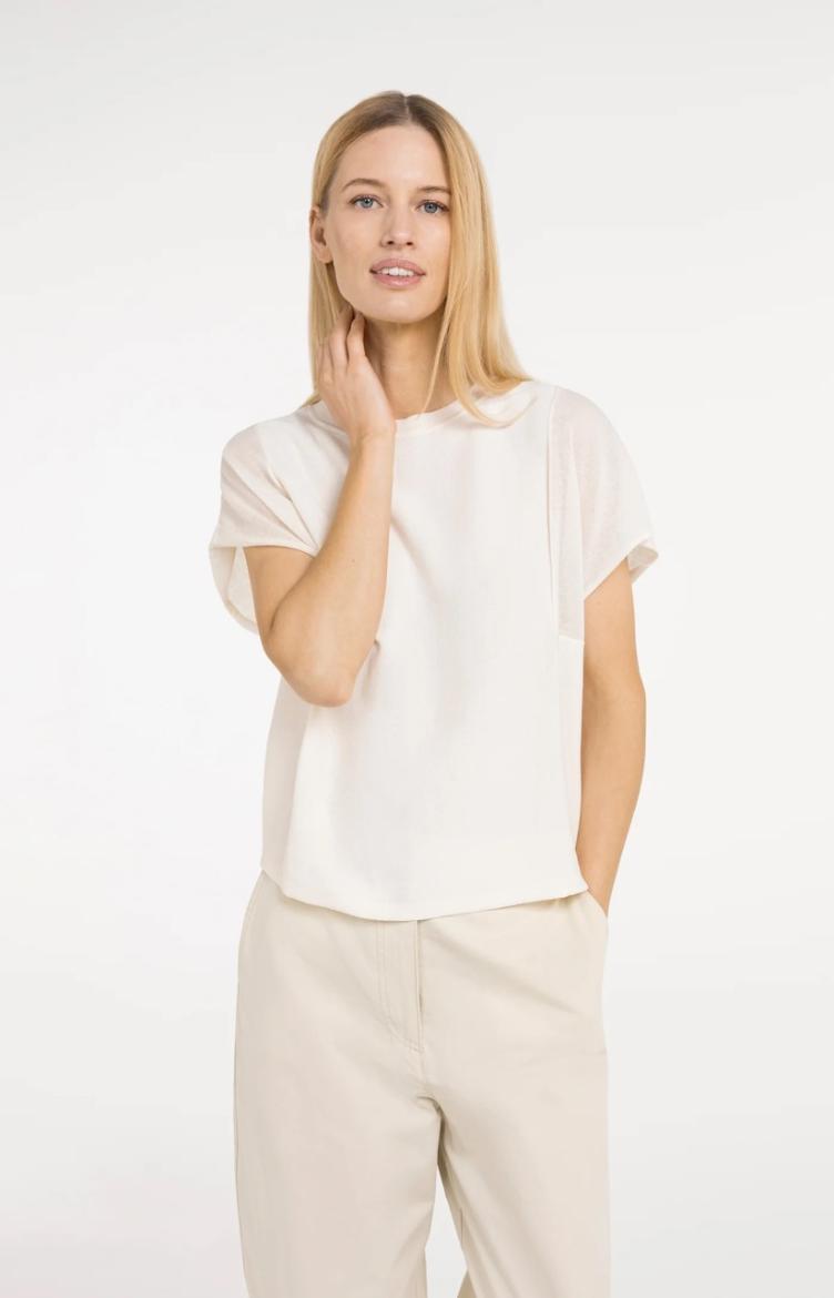 Top creme beige transparente Ärmel