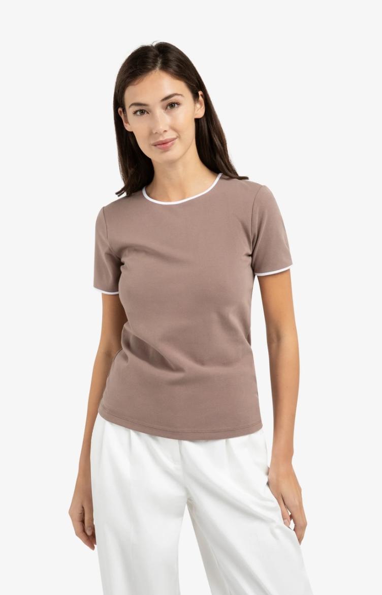 Tshirt mit Kontrast Deep taupe
