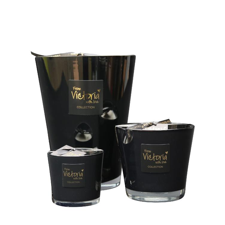 Duftkerze glossy medium BLACK H13 /D 14 cm
